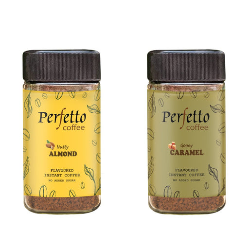 PERFETTO ALMOND & CARAMEL FLAVOURED INSTANT COFFEE 50G JAR - Local Option