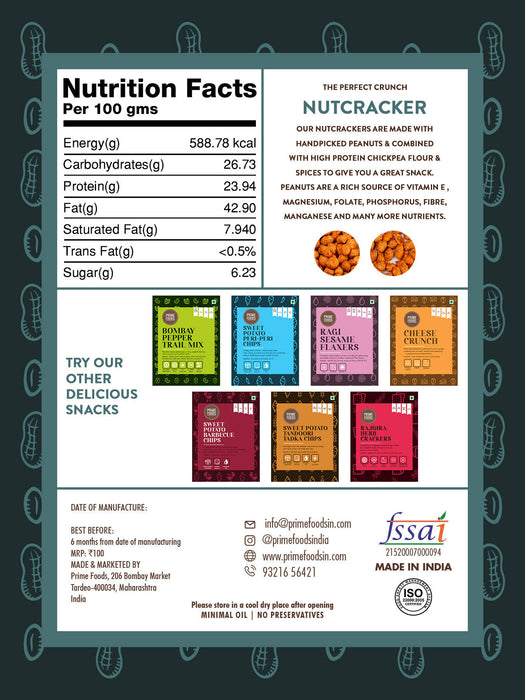 Prime Foods Nutcracker | Coated Flavored Peanuts | Vegan | Rich in Fiber and Vitamin E Snack | 100 Grams Each