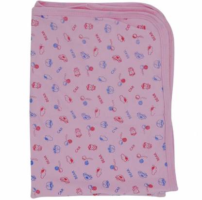 LIFE BEGIN ; A UNIT OF SATYAMANI Baby Hood Towel Blanket Soothing Small Printed Colours Size Small (0 to 3 Months, Pink, Pack of 1)