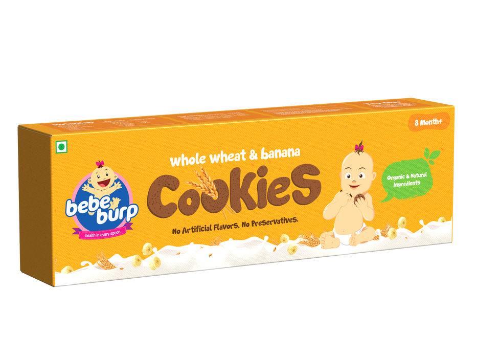 Bebe Burp Organic Baby Food Whole Wheat Cookies (PACK OF -2) - 150 gm
