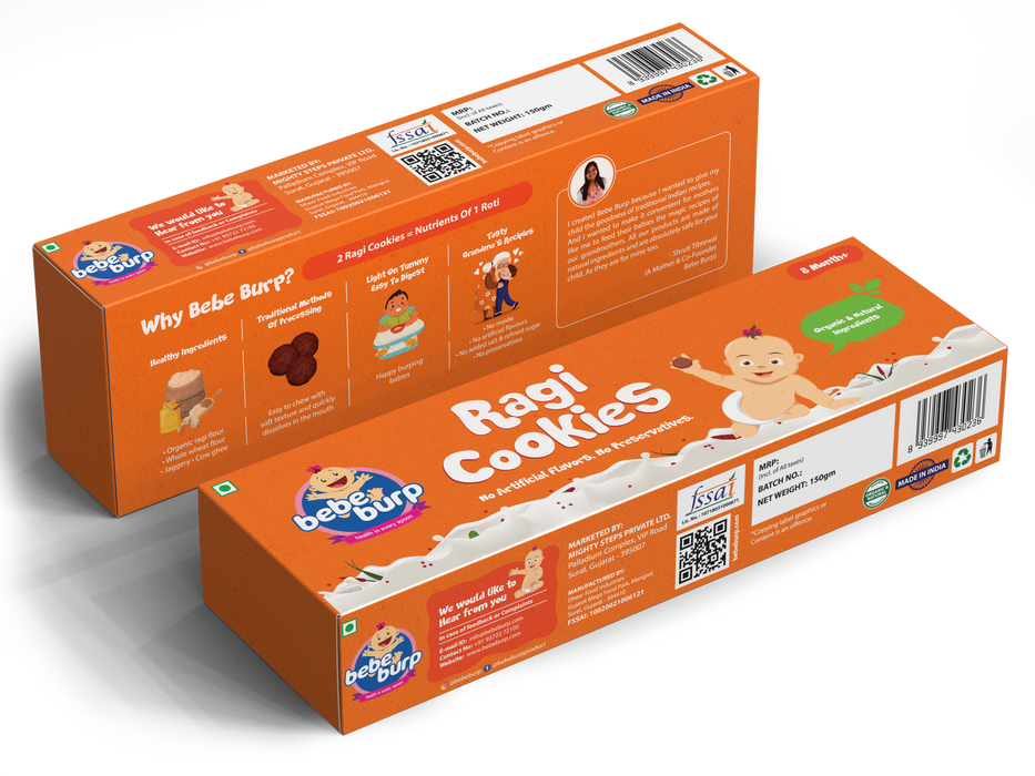 Bebe Burp Organic Baby Food Ragi Cookies (Pack of -2)- 150 gm