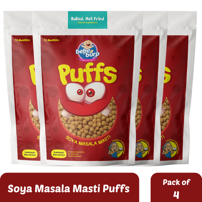 Bebe Burp Grandma's Super Puffs Soya Masala Masti Pack Of 4 - 30 gms each