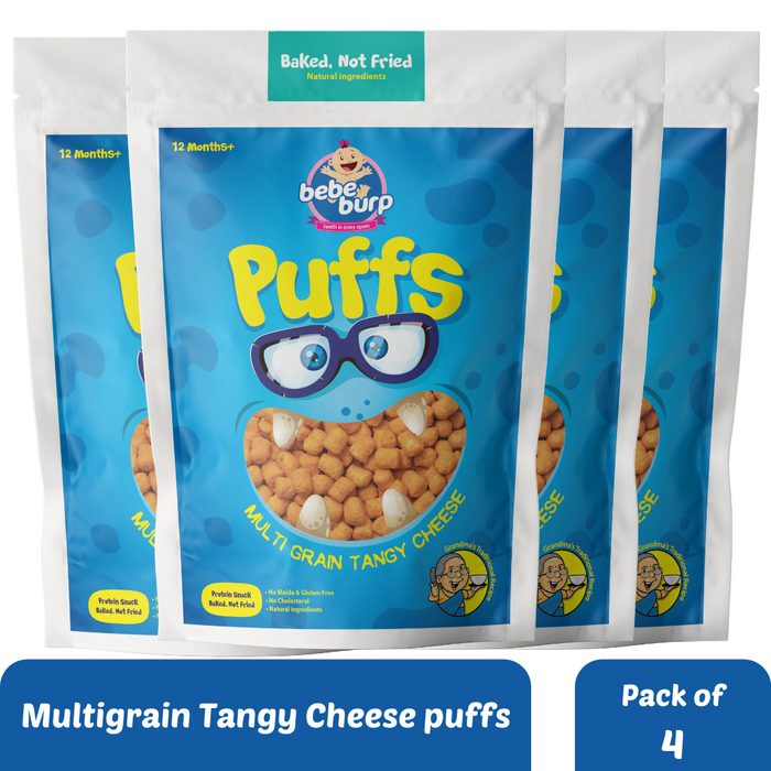 Bebe Burp Grandma's Super Puffs Multigrain Tangy Cheese Pack Of 4 - 30 gms each