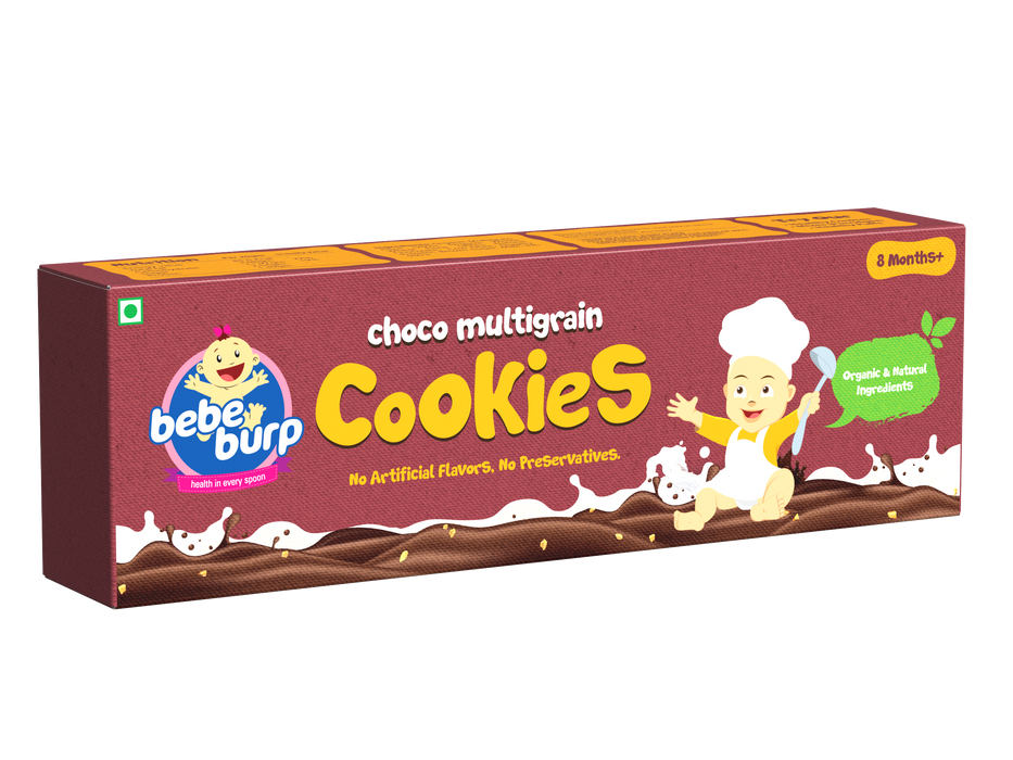 Bebe Burp Organic Baby Food Instant Mix Porridge, Cookies Combo Pack Of 2 - 200 Gm and 150 Gm Each (BARLEY MIX AND CHOCO MULTIGRAIN COOKIES WITH REAL FRUITS & VEGGIES)