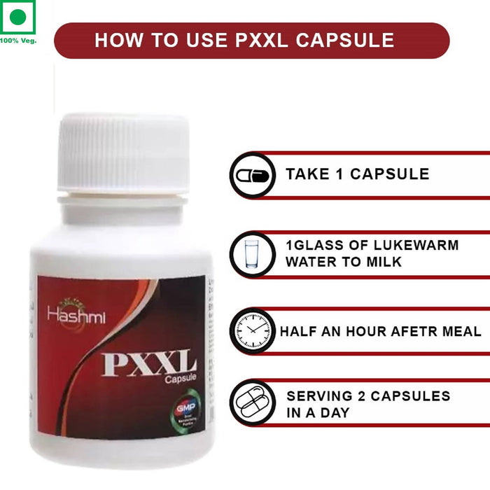 HAHSMI PXXL 20Capsule for men | Ayurvedic sexual capsule for men long time | Due to its aphrodisiac properties, it increases strength and stamina | Can help in improving vitality and sperm count | Reduces issues related to fertility and impotency