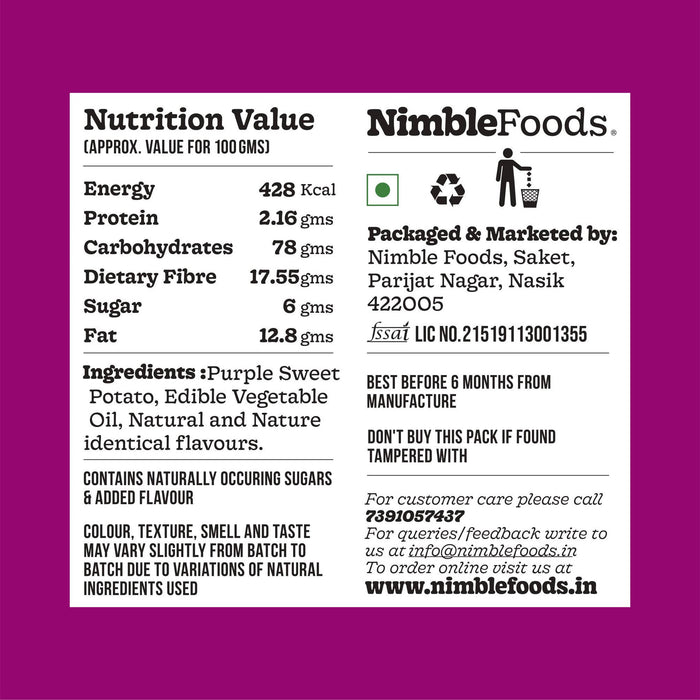 Nimble Foods Vegetable Crisps (Sweet Potato, Purple Sweet Potato, Okra)| Vacuum Fried Healthy, Tasty And Natural Vegetable Crisps, 50 gm each - pack of 4