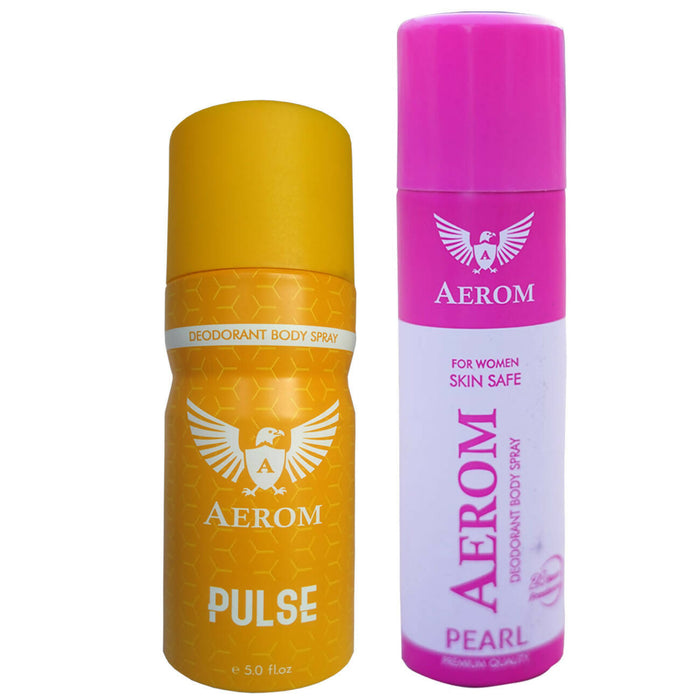 Aerom Pulse and Pearl Deodorant Body Spray For Men and Women, 300 ml (Pack of 2)
