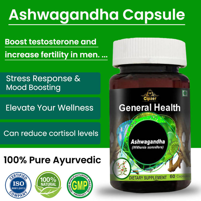 CIPZER Ashwagandha Capsule For Immunity And Stamina- Helps To Relief From Stress- Dietary Supplement ( Pack of 3) ( Prescription Not Required )