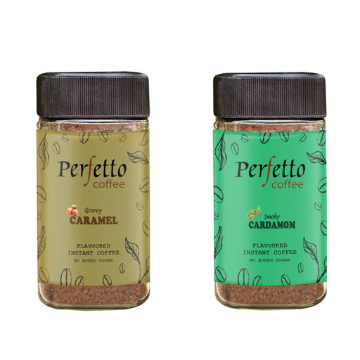 PERFETTO CARDAMOM & CARAMEL FLAVOURED INSTANT COFFEE 50G JAR - Local Option