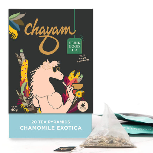 CHAYAM Chamomile Green Tea with Peppermint - 100% Natural Wellness Tea (20 Pyramid Tea Bags Bags) - Local Option