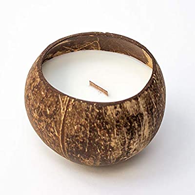 Coconut Shell Soy Candle With Wooden wick  Handmade by rural artisans in India - Local Option
