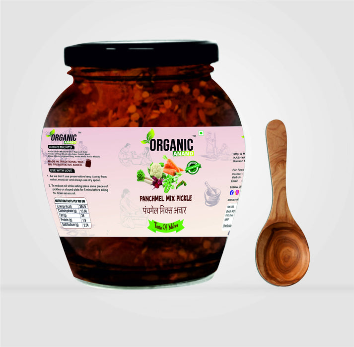 Organicanand Panchmel Pickle (  beetroot, Gajar, Gobhi, Mooli, Matar Mix Achaar) | 350 gm  Matka Jar| Homemade, Authentic, No preservative