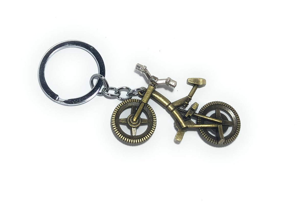 Antique Cycle Metal Keychain and Keyring Bronze Color