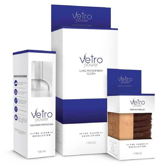 Vetro Power Shoe Care Kit: Footwear Protection + Premium Brush + Luxe Microfiber Cloth - Local Option