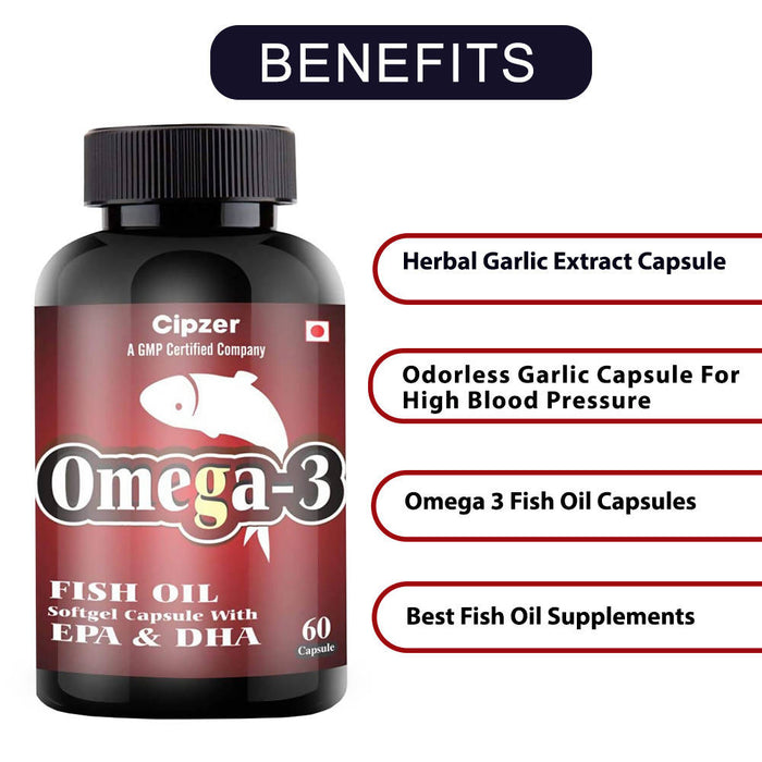 CIPZER Omega 3 Fish Oil Capsule | Helpful In Fish Oil Capsules Good For Heart, Bones, Joint Flexibility Healthy Life 60 Capsule ( pack of 1 )
