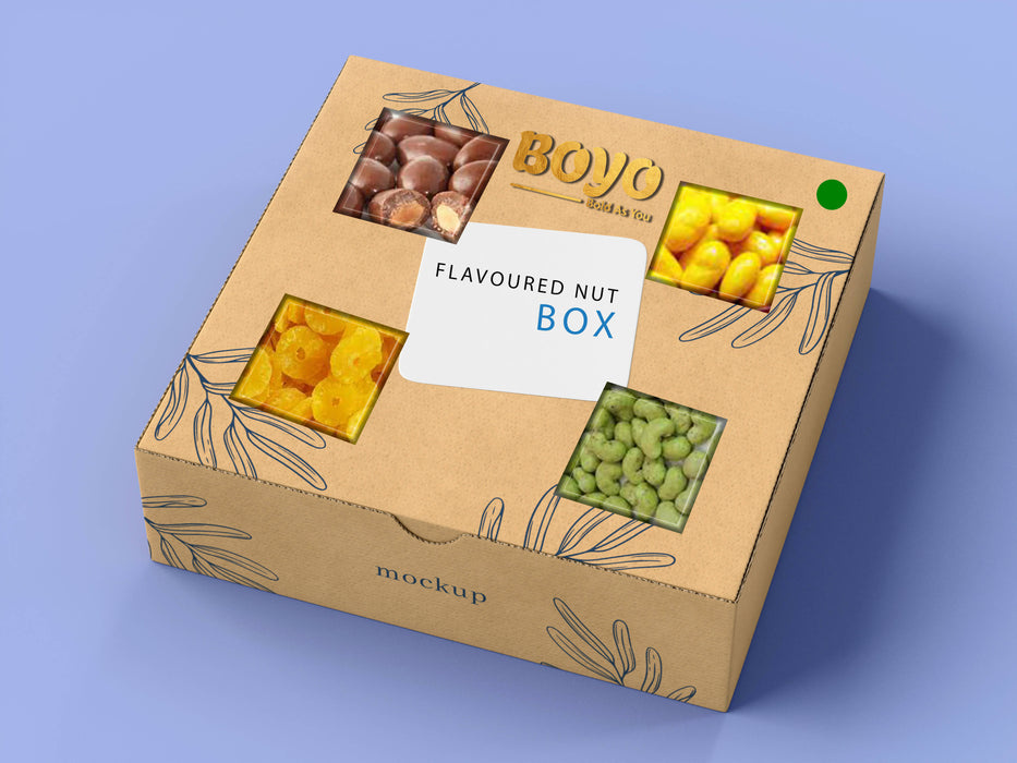 BOYO Diwali Kids GiftBox- Chocolate Almond, Mango Raisin, Pineapple Slice, Kulfi Cashew, 80g Each, 2 Diya