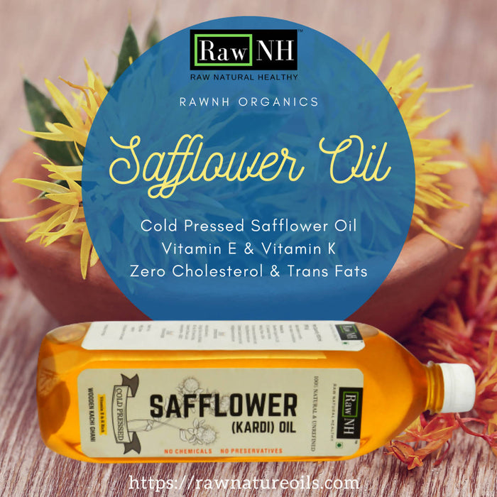 RawNH Organics Safflower Oil, Cold Pressed, 1000 ml