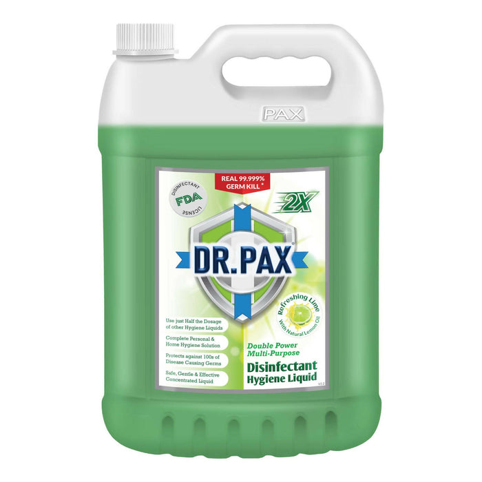 Dr. Pax Double Power Multipurpose Disinfectant Hygiene Liquid (Refreshing Lime), 5L