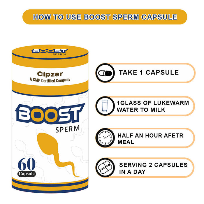 CIPZER Boost Sperm Capsule | Improve Male Fertility Supplement For Male 60 Capsule ( pack of 1 )