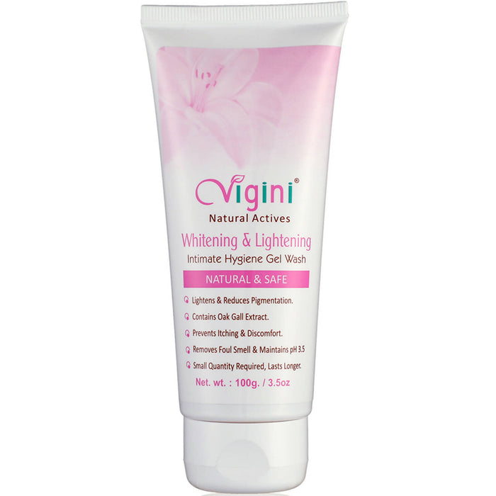 Vigini 100% Natural Actives Vaginal Intimate Lightening Whitening Feminine Personal Hygiene Deodorant Gel V Wash for Women pH Maintain 3.5 Non Staining as Serum Cream Oil 100ML
