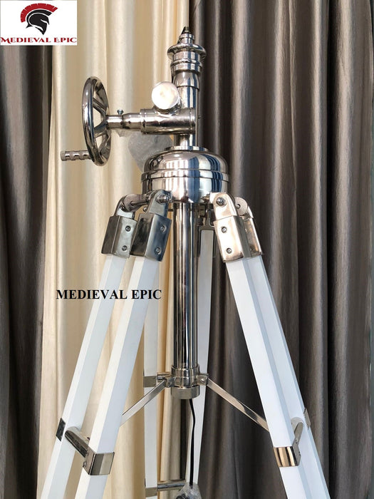 Royal Designer White Wooden Tripod Floor Lamp Stand