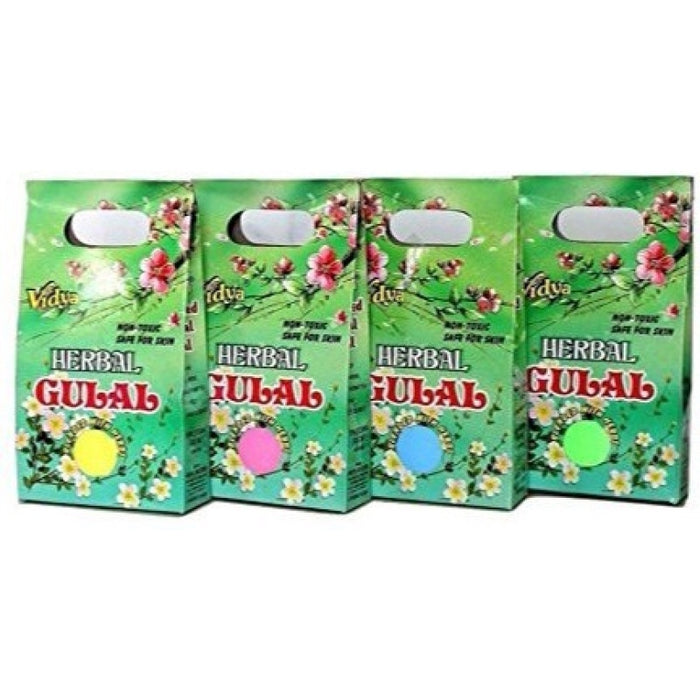 ENJOY ENJOY Vidhya Herbal Gulal Holi Colours Multicolour 100gm Each - Pack of 4 Holi Color Powder Pack of 4 (Pink, Yellow, Blue, Green, 400 g)