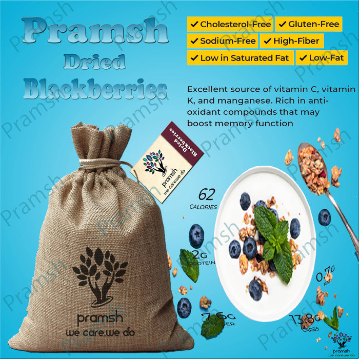 Pramsh Luxurious Quality Dried Blackberries (Unsulphured | No Added Sugar | Naturally Dehydrated) Black Currant - Local Option