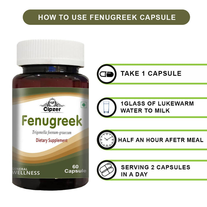 CIPZER Fenugreek Capsule- Helpful in Producing Milk in Breastfeeding Mothers | Helps to Improve Digestive Health, Cholesterol Levels and Overall Health Maintain- Pack of 60 Capsule