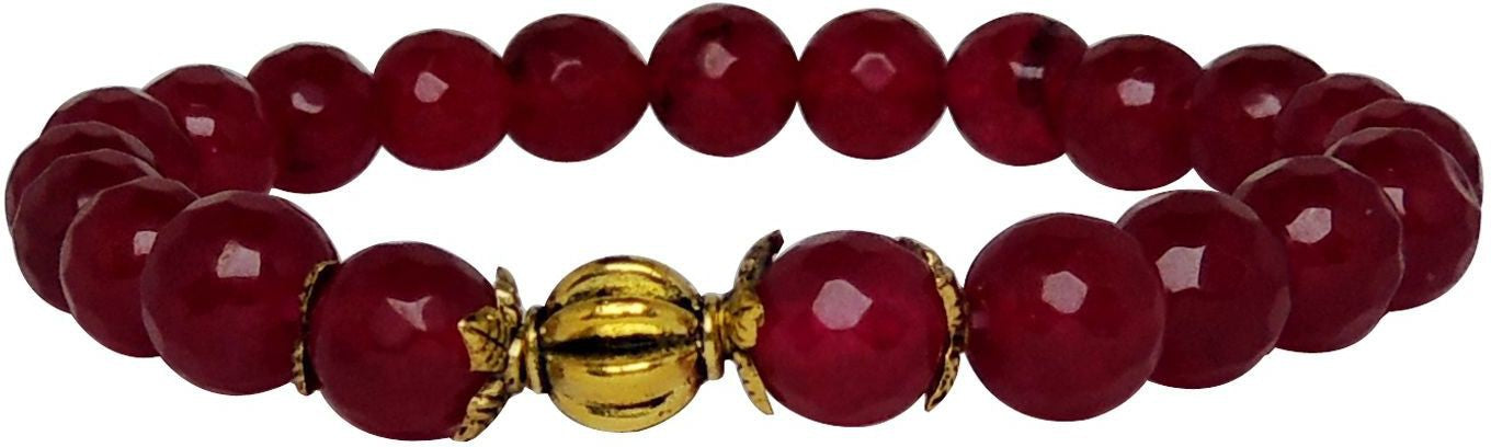 SATYAMANI Heat Processed Bracelet 8 mm Faceted Bead Bracelets For Girls Men Stylish Designer 1 (Ruby)