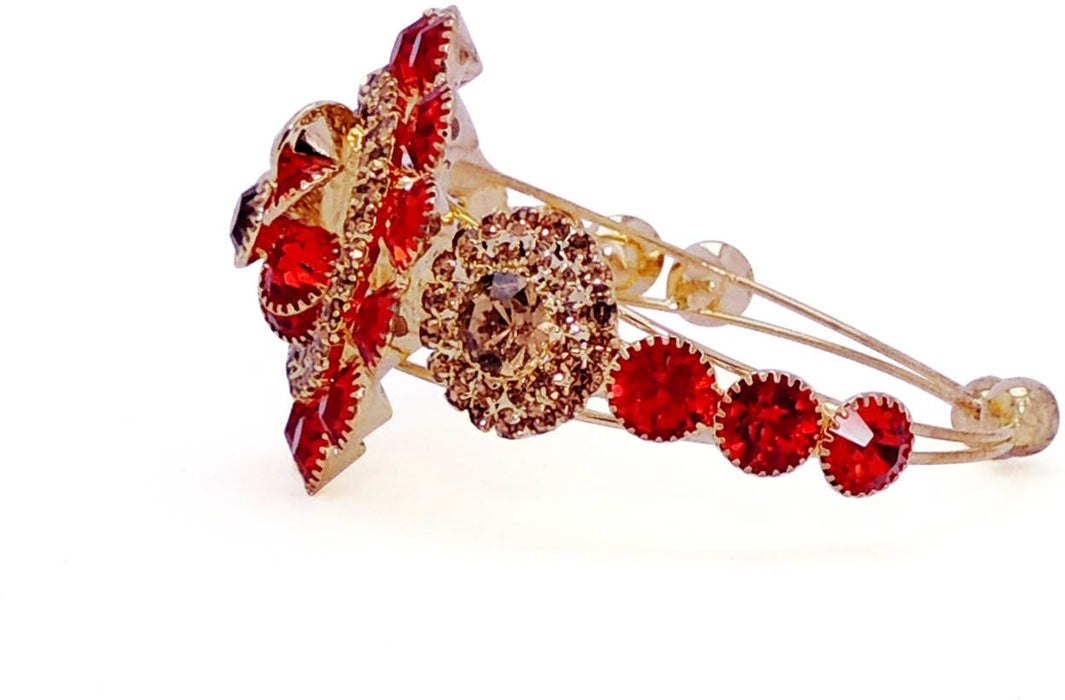 SATYAMANI Women's Gold Plated Bracelet with beautiful Red Stones
