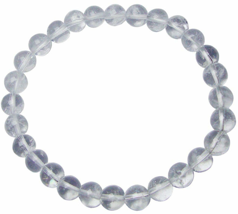 SATYAMANI Natural Stone Clear Quartz Beads Bracelet (Small) for Man, Woman, Boys & Girls- Color: Clear (Pack of 1 Pc.)
