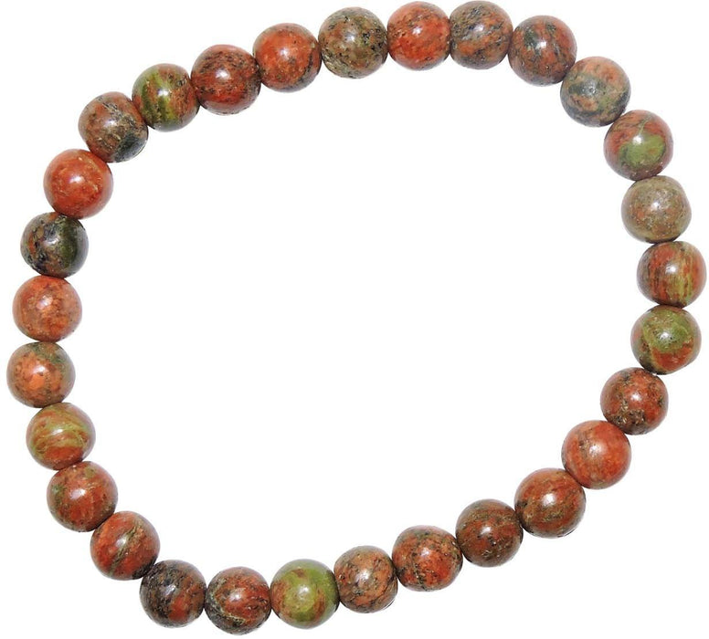 SATYAMANI Natural Stone Unakite Beads Bracelet 6mm Beads for Man, Woman, Boys & Girls- Color: Multicolor (Pack of 1 Pc.)