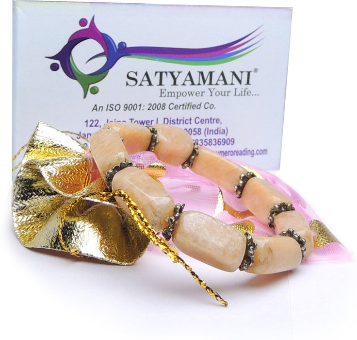 SATYAMANI Natural Energized Original Gemstone Handcrafted Bracelet for Meditation|Chakra Healing|Reiki|Numerology & Astrology| Man|Woman|Boys & Girls (Peach Moonstone)