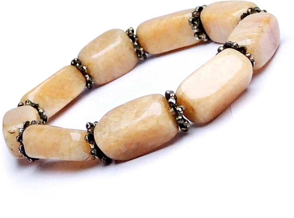 SATYAMANI Natural Energized Original Gemstone Handcrafted Bracelet for Meditation|Chakra Healing|Reiki|Numerology & Astrology| Man|Woman|Boys & Girls (Peach Moonstone)