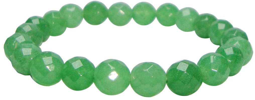SATYAMANI Natural Energized Original Green AVenturine Faceted Bead Handcrafted Bracelet (8 mm)
