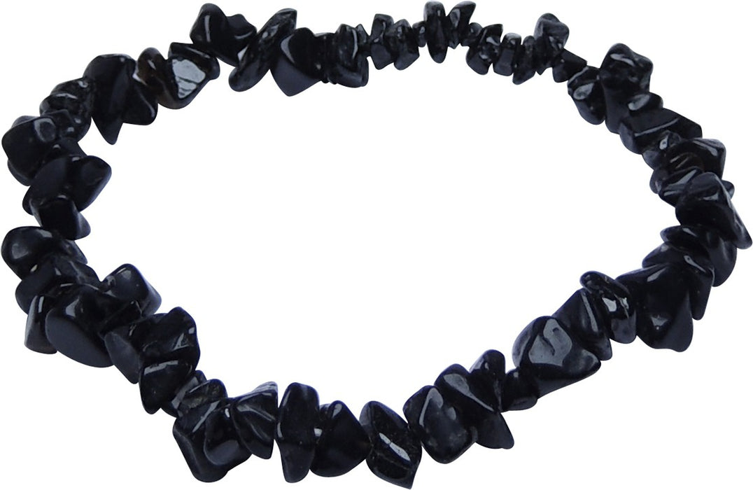 SATYAMANI Natural Energized Original Black Tourmaline Crystal Gemstone Chips Bracelet (Pack of 1 Pc.) For Healing/Positive Energy/Communication/Negative Removal/Meditation/ for Men Women Boys Girls