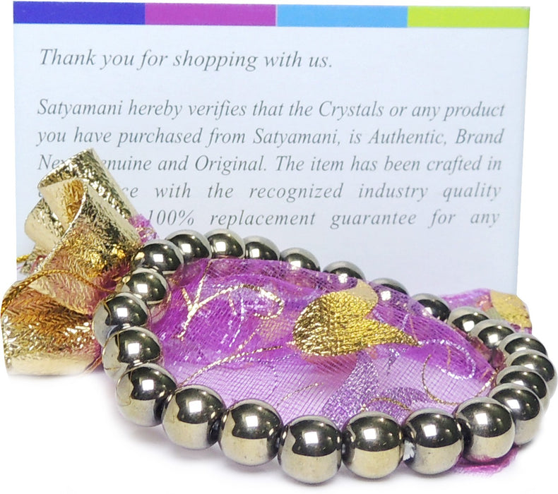 SATYAMANI Natural Energized Original Pyrite Beads Bracelet (Pack of 1 Pc.)
