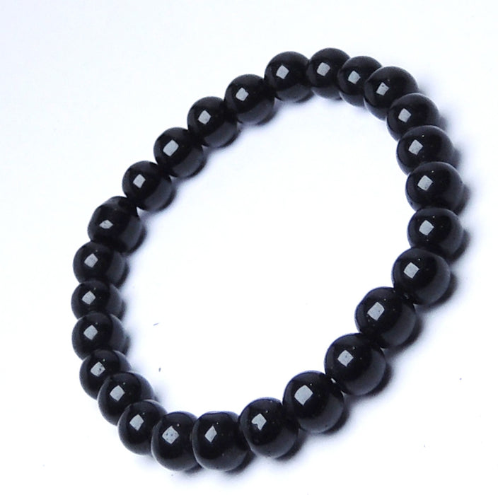 SATYAMANI Natural Stone Black Tourmaline Beads Bracelet For Man, Woman, Boys & Girls- Color: Black (Pack of 1 Pc.)