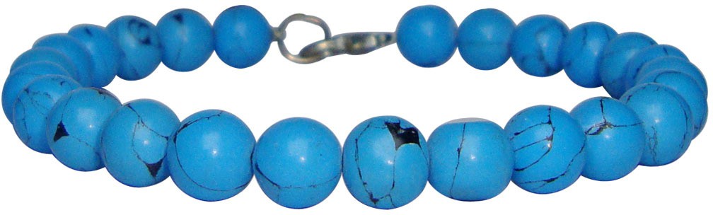 SATYAMANI Natural Energized Original Blue Howlite Beads Bracelet with Hook (Pack of 1 Pc.)