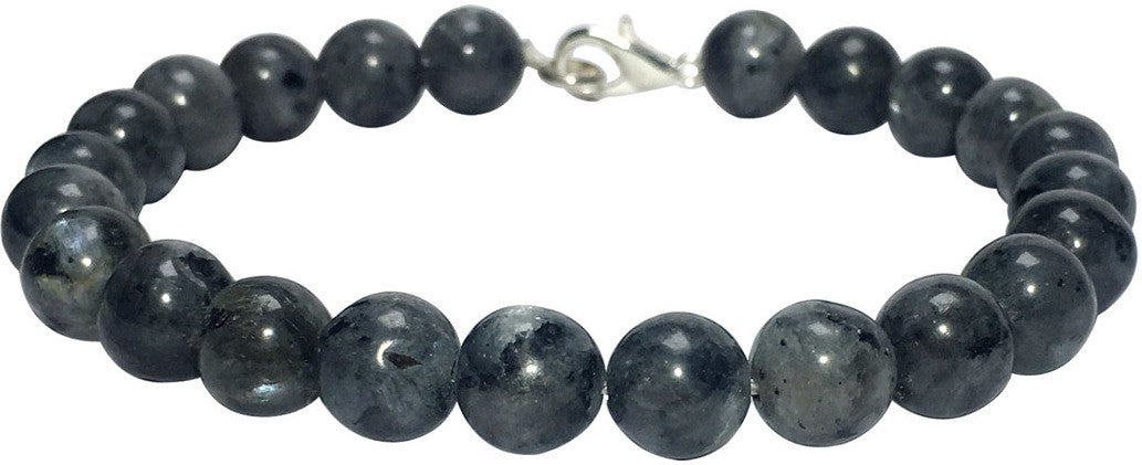 SATYAMANI Natural Energized Original Black Labradorite Beads Bracelet with Hook (Pack of 1 Pc.)
