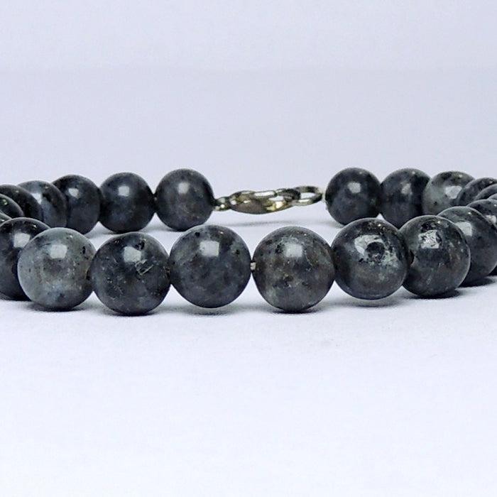 SATYAMANI Natural Energized Original Black Labradorite Beads Bracelet with Hook (Pack of 1 Pc.)
