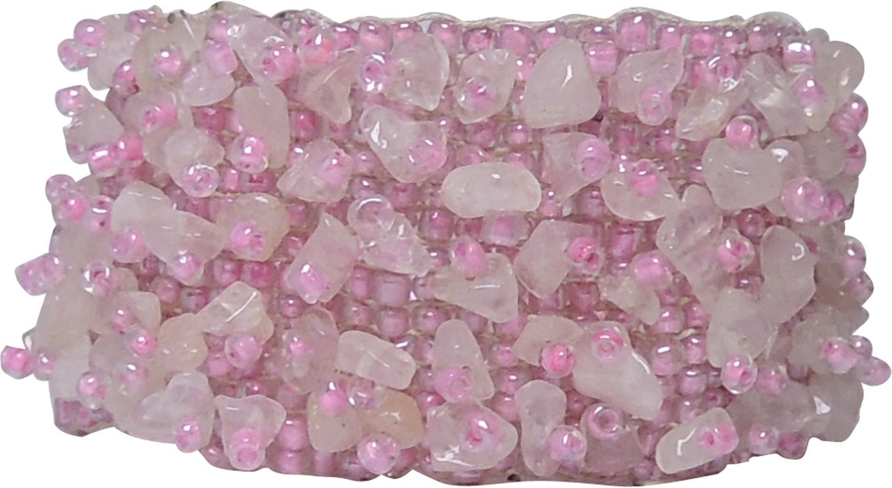 SATYAMANI Natural Energized Original Rose quartz Chip Band Bracelet (Pack of 1 Pc.)