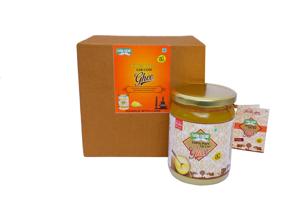 Farm Creme - A2 Desi Gir Cow Ghee - 100% Pure and Organic - Diet friendly - Made byTraditional Bilona Method