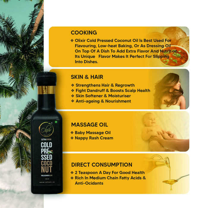 Extra Virgin Cold Pressed Coconut Oil 120ML, Usages