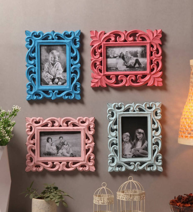 Yatha Set of 4 Decorative Carved Rectangle Photo Frame ( Photo Size : 5 X 7 INCH )