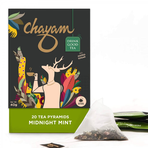 CHAYAM Midnight Mint Black Tea with Chocolate and Peppermint - 100% Natural Dessert Tea - No Added Sugar (20 Pyramid Tea Bags) - Local Option