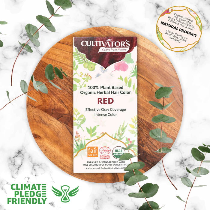 Cultivator's Organic Hair Colour - Herbal Hair Colour for Women and Men - Ammonia Free Hair Colour Powder - Natural Hair Colour Without Chemical, (Red) - 100g