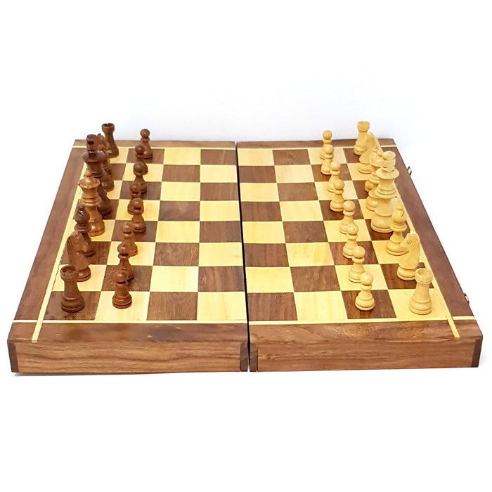 Desi Karigar® Folding Wooden Chess Board Set Game Handmade 14 Inches (Non - Magnetic)