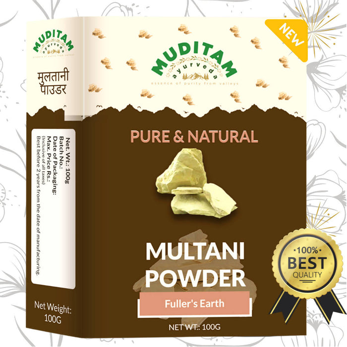 Muditam Ayurveda Multani Mitti | Natural Glowing Powder Pack for skin glow | Pack of 10 | 1 Kg