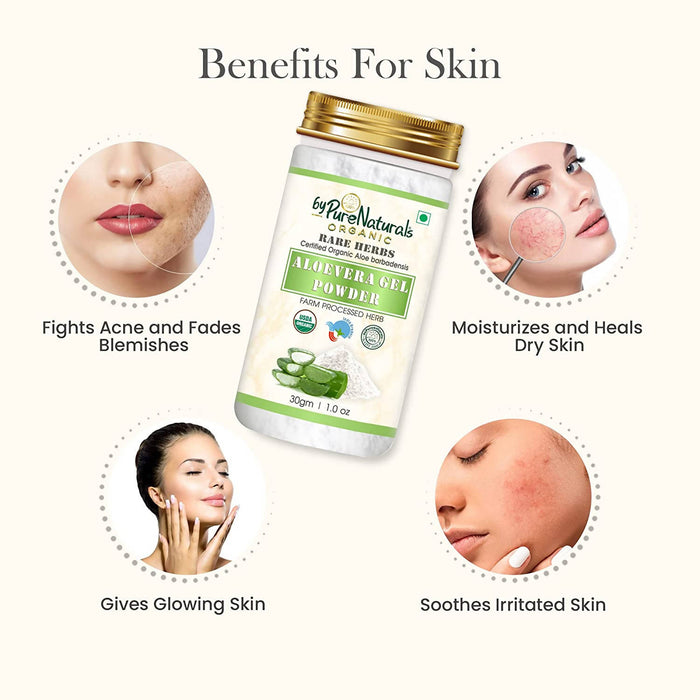byPureNaturals 100% Natural Herbal Organic Aloevera Gel Powder for Skin- 30gm (Pack of 2)